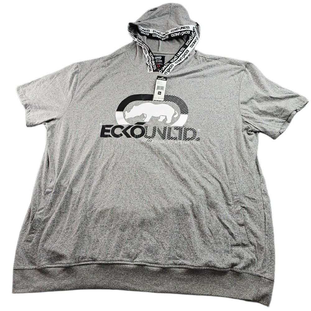 Ecko Unltd. Hoodie Men's 3XL Gray Marled Short Sleeve Spellout Logo Pullover